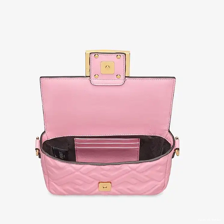 Cheap HOT Fendi Bag Baguette FF Motif In Mini Nappa Pink Leather 0328